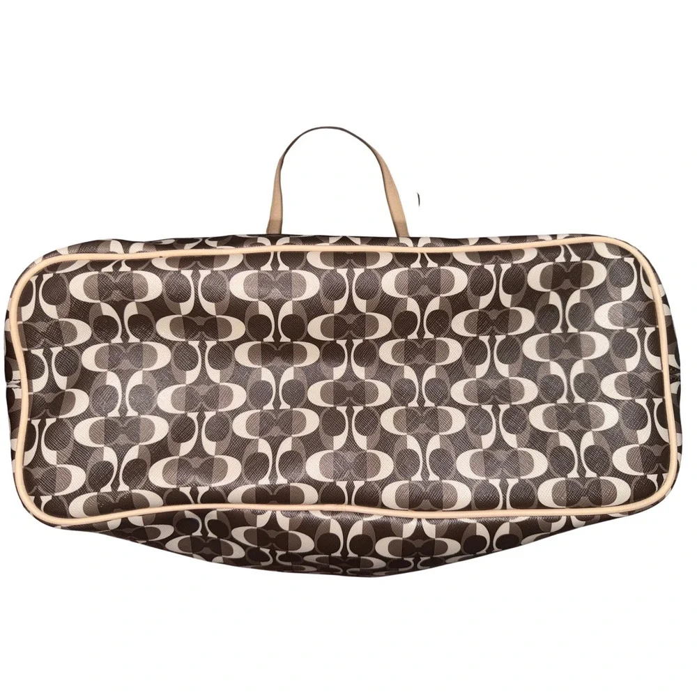 Coach 2013 Park Metro Splt Signature Tote Brown Tan Leather Trim F25673 NWT Read - Picture 4 of 16